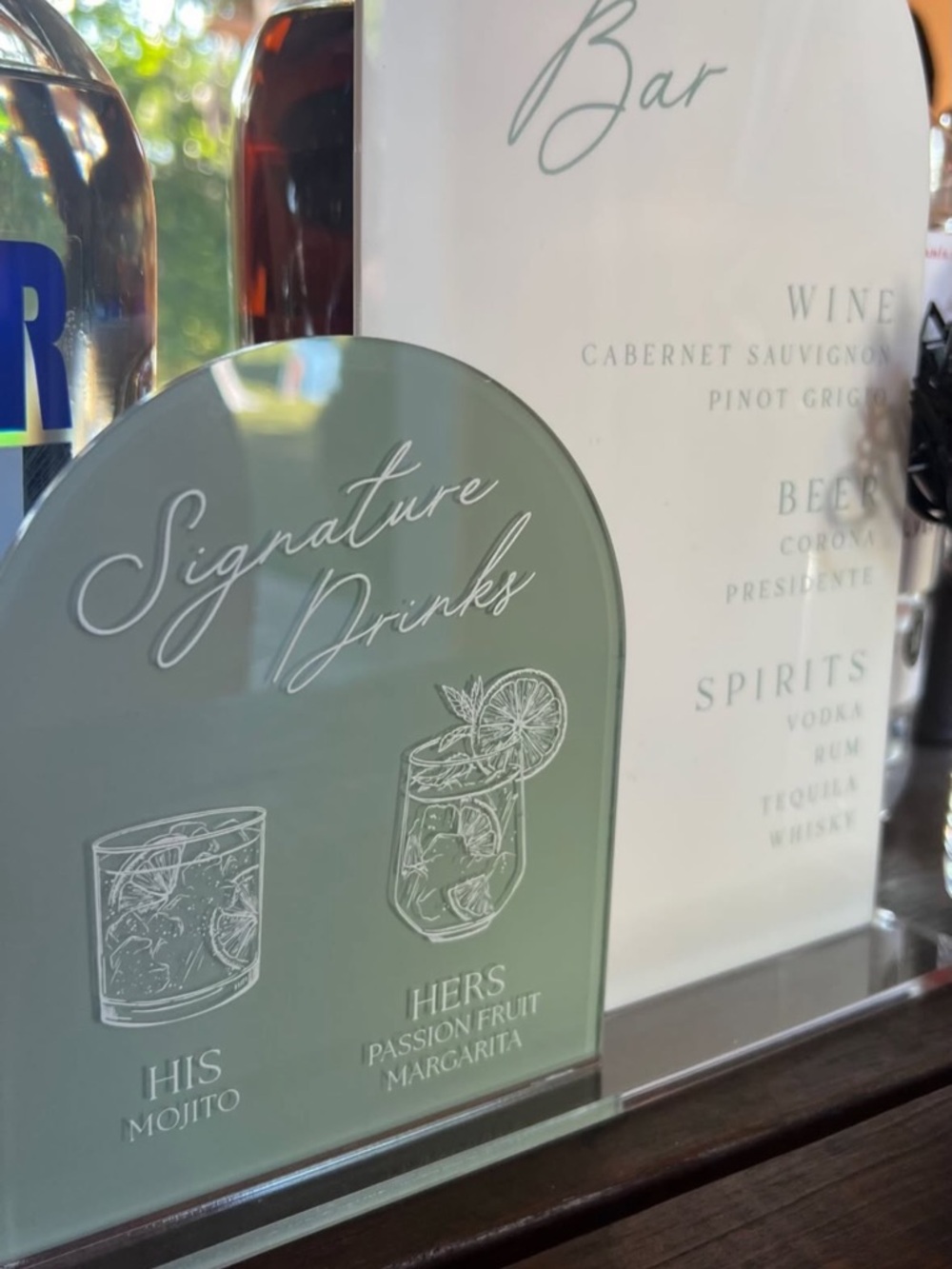 Signature Drinks Bar Menu Signs - Sage Green & White